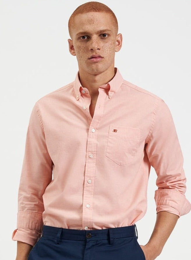 Orange Ben Sherman Beatnik Wash Long-Sleeve Shirts | 857193-PEW