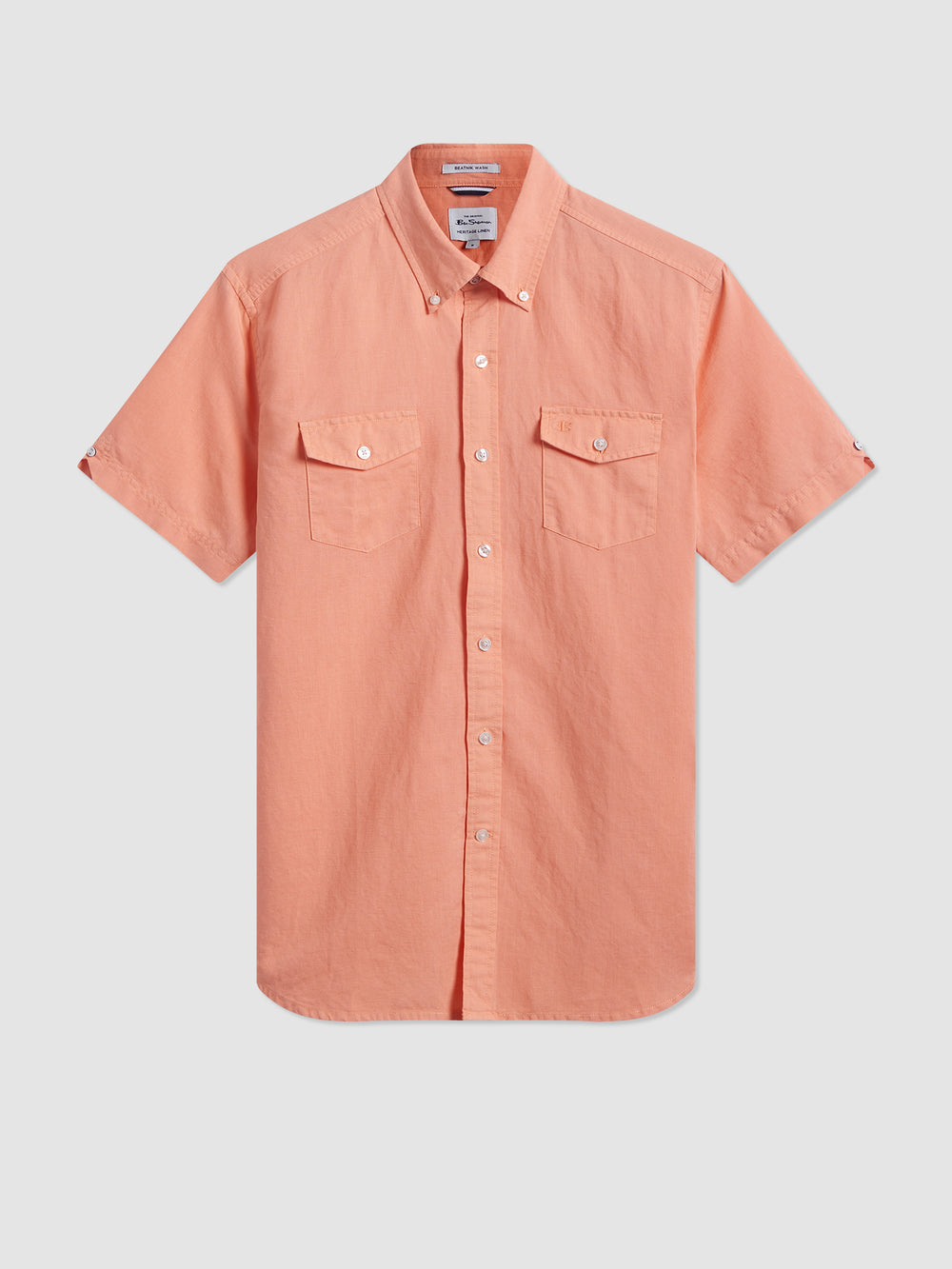 Orange Ben Sherman Garment Dye Linen Shirts | 431207-SLD