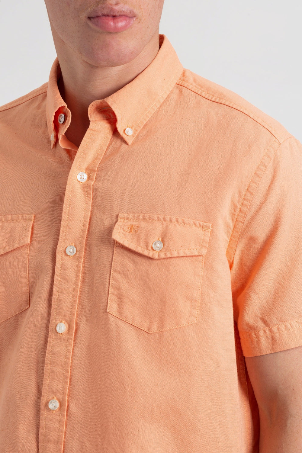 Orange Ben Sherman Garment Dye Linen Shirts | 431207-SLD