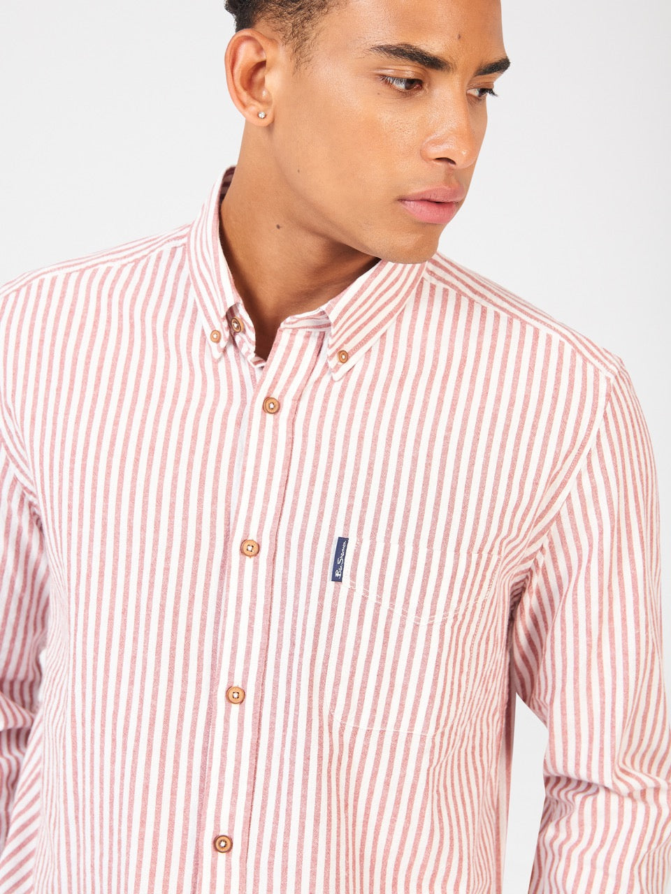 Orange Ben Sherman Recycled Cotton Oxford Stripe Shirts | 815249-GYS