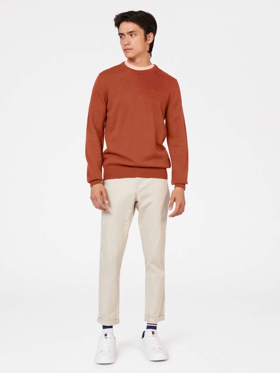 Orange Ben Sherman Signature Crewneck Knitwear | 738296-HKO