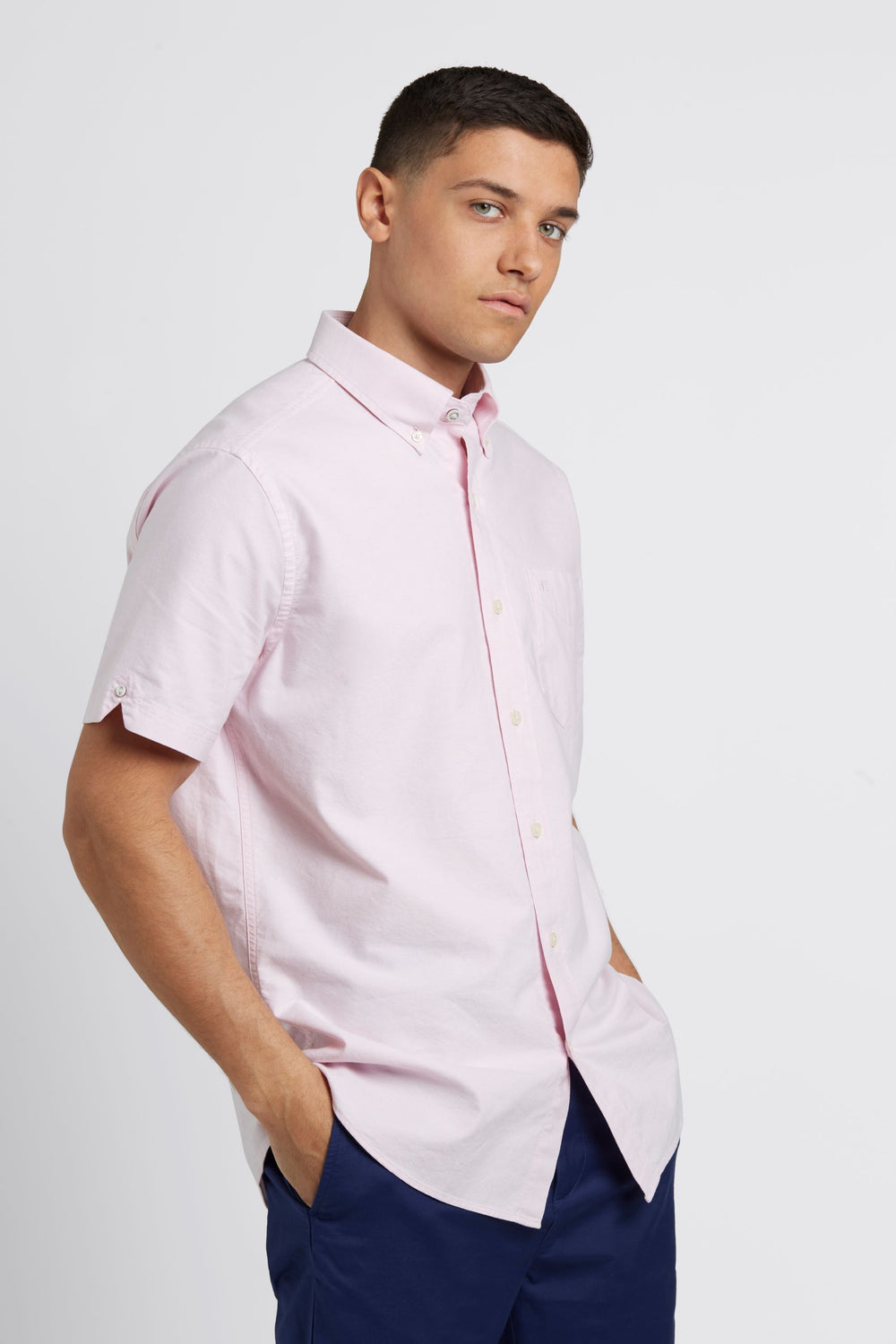 Pink Ben Sherman Short Sleeve Brighton Oxford Organic Shirts | 680527-JAT