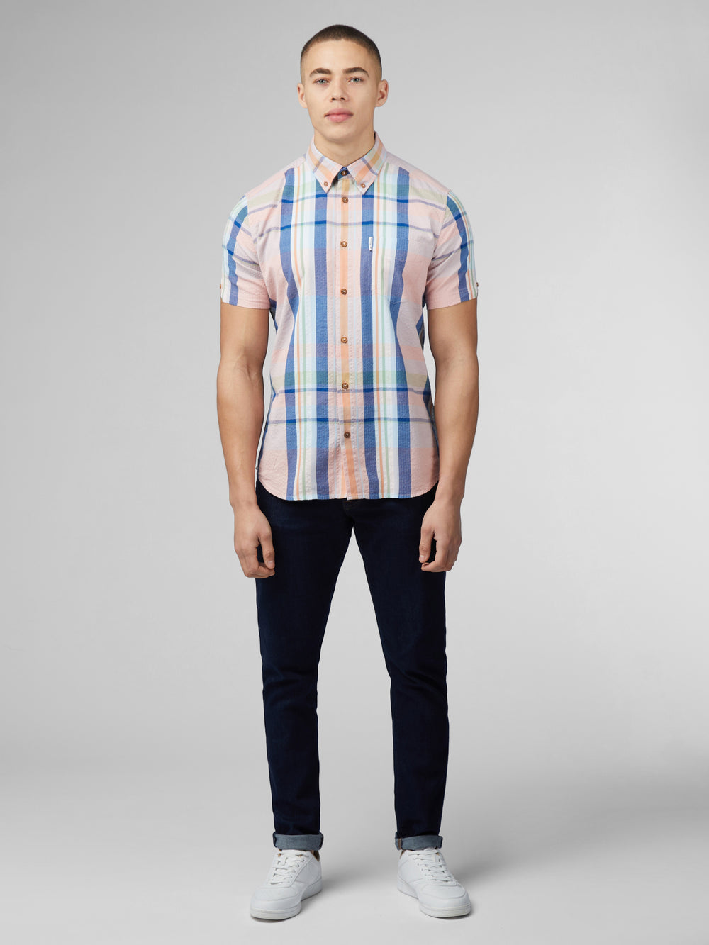 Pink Ben Sherman Signature Seersucker Check Shirts | 870153-BKZ