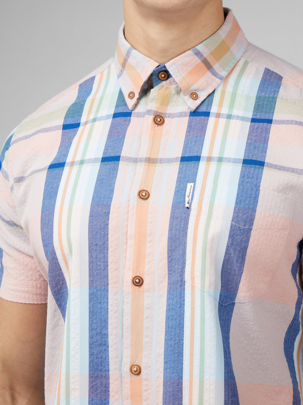 Pink Ben Sherman Signature Seersucker Check Shirts | 870153-BKZ