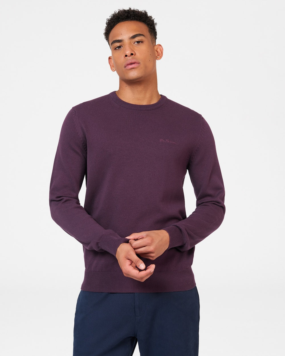 Purple Ben Sherman Signature Crewneck Knitwear | 704835-GUH