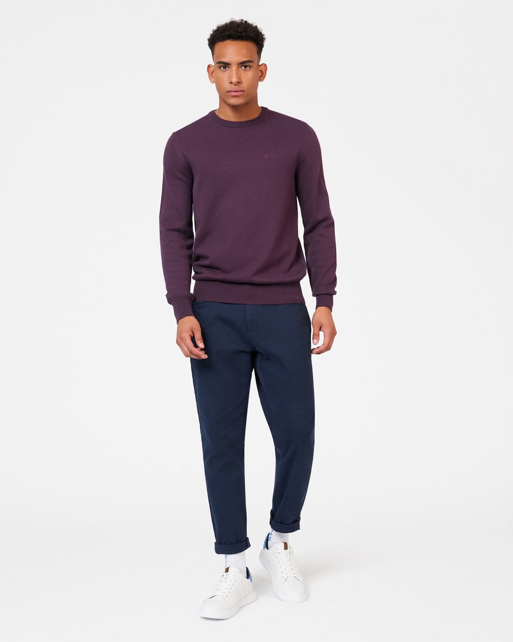 Purple Ben Sherman Signature Crewneck Knitwear | 704835-GUH