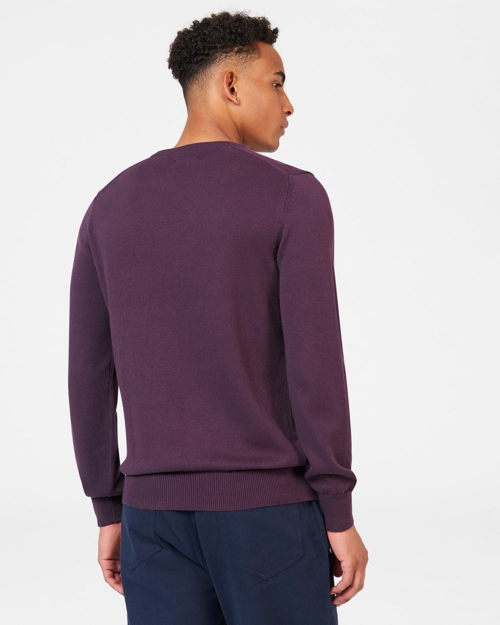 Purple Ben Sherman Signature Crewneck Knitwear | 704835-GUH