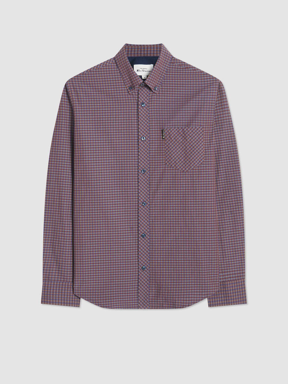 Purple Ben Sherman Signature Gingham Long-Sleeve Shirts | 413507-BWR