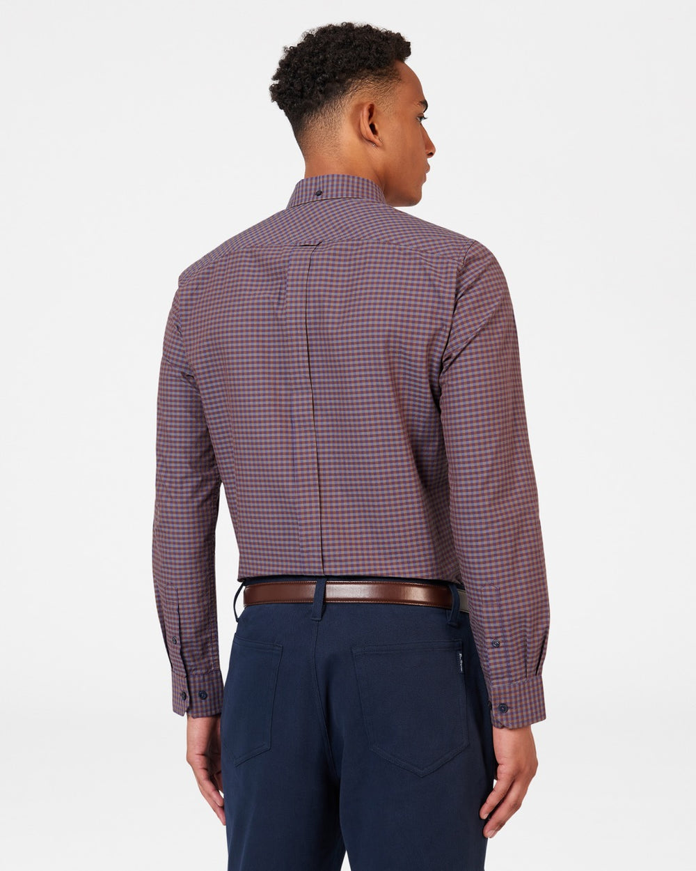 Purple Ben Sherman Signature Gingham Long-Sleeve Shirts | 413507-BWR