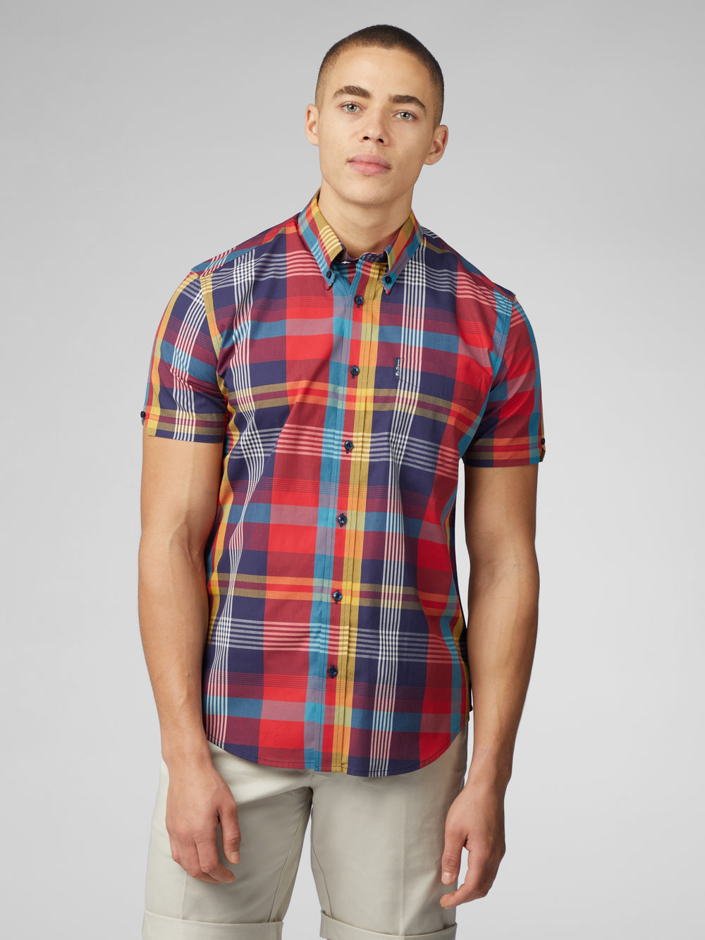 Red Ben Sherman Signature Large Madras Check Shirts | 231854-SXF