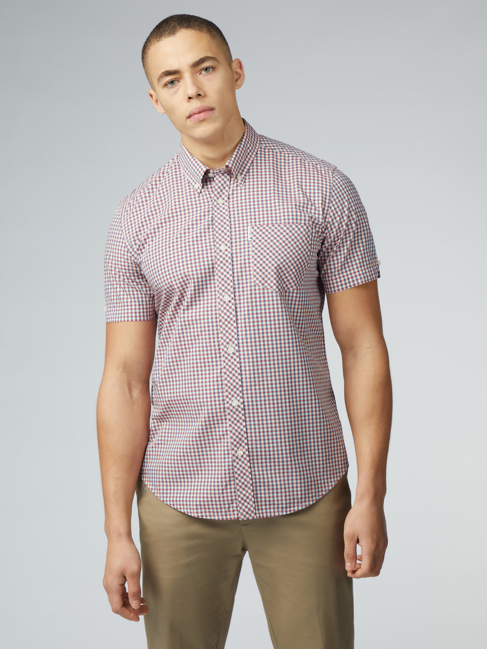 Red / White Ben Sherman Signature Short Sleeve Gingham Shirts | 804579-RIQ