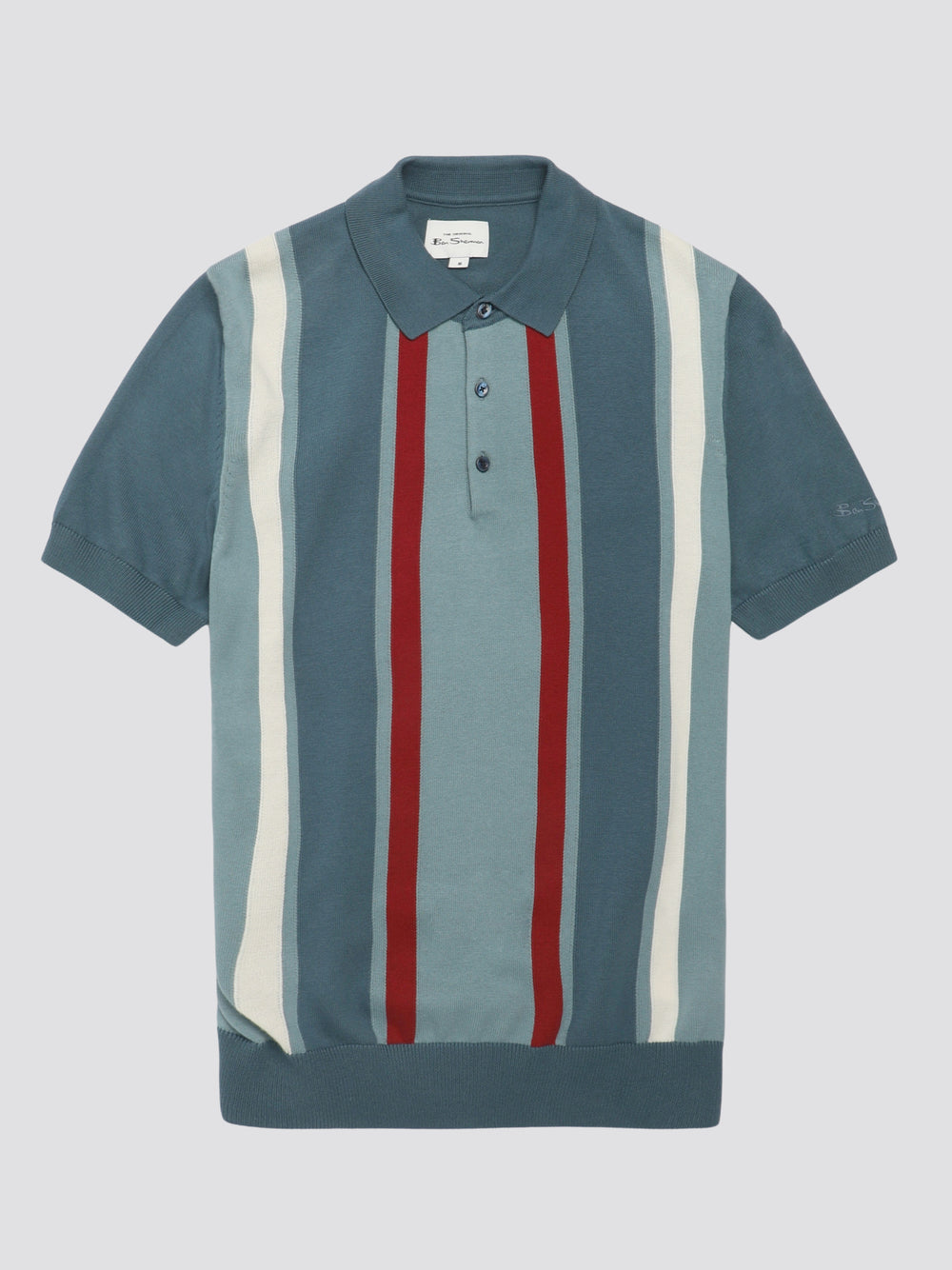 Turquoise Ben Sherman Signature Vertical Stripe Polo Knitwear | 164508-KYS