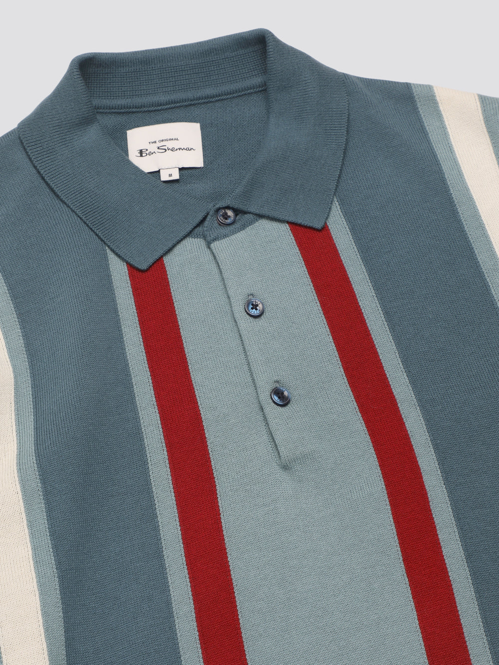 Turquoise Ben Sherman Signature Vertical Stripe Polo Knitwear | 164508-KYS