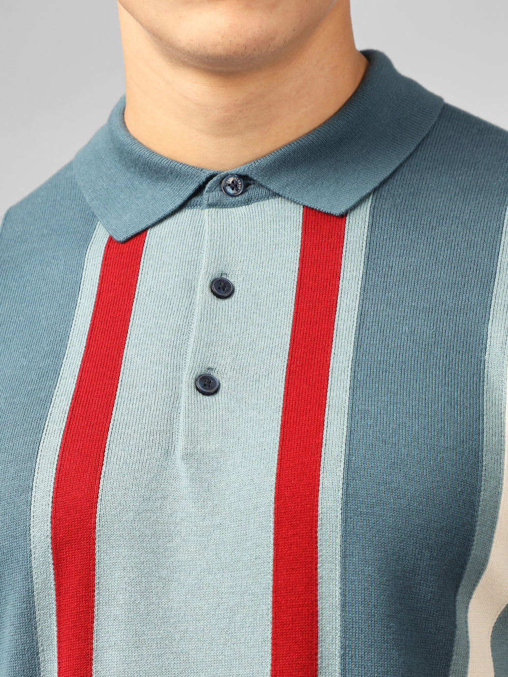 Turquoise Ben Sherman Signature Vertical Stripe Polo Knitwear | 164508-KYS