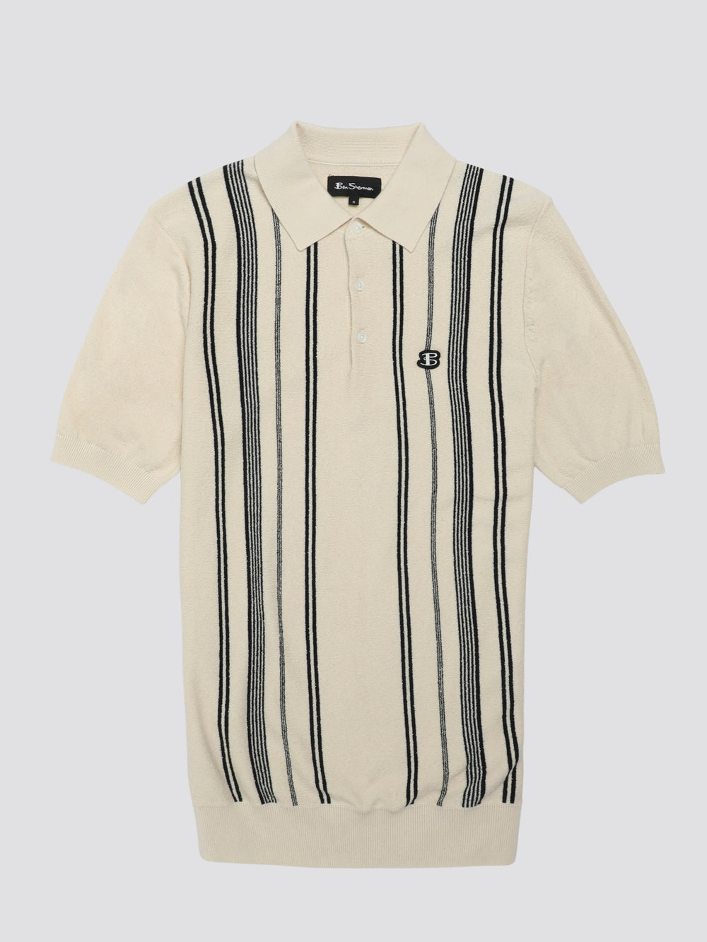 White Ben Sherman B by Ben Sherman Crinkle Cotton Stripe Polo Knitwear | 896345-JOA