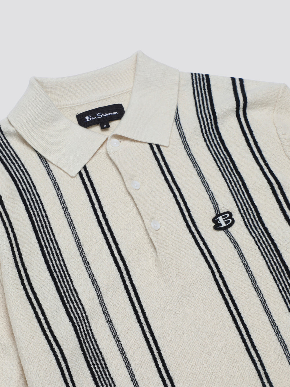 White Ben Sherman B by Ben Sherman Crinkle Cotton Stripe Polo Knitwear | 896345-JOA