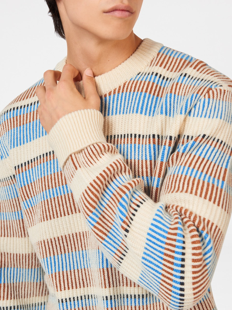 White Ben Sherman B by Ben Sherman Stripe Knitwear | 951467-GCS