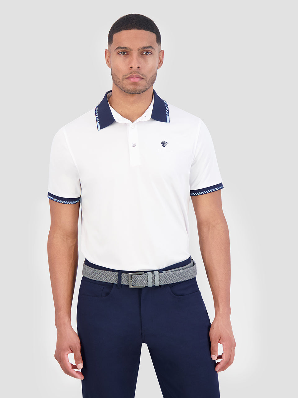 White Ben Sherman Checker Rib Air Pique Sports Fit Polo Shirts | 130657-HBE