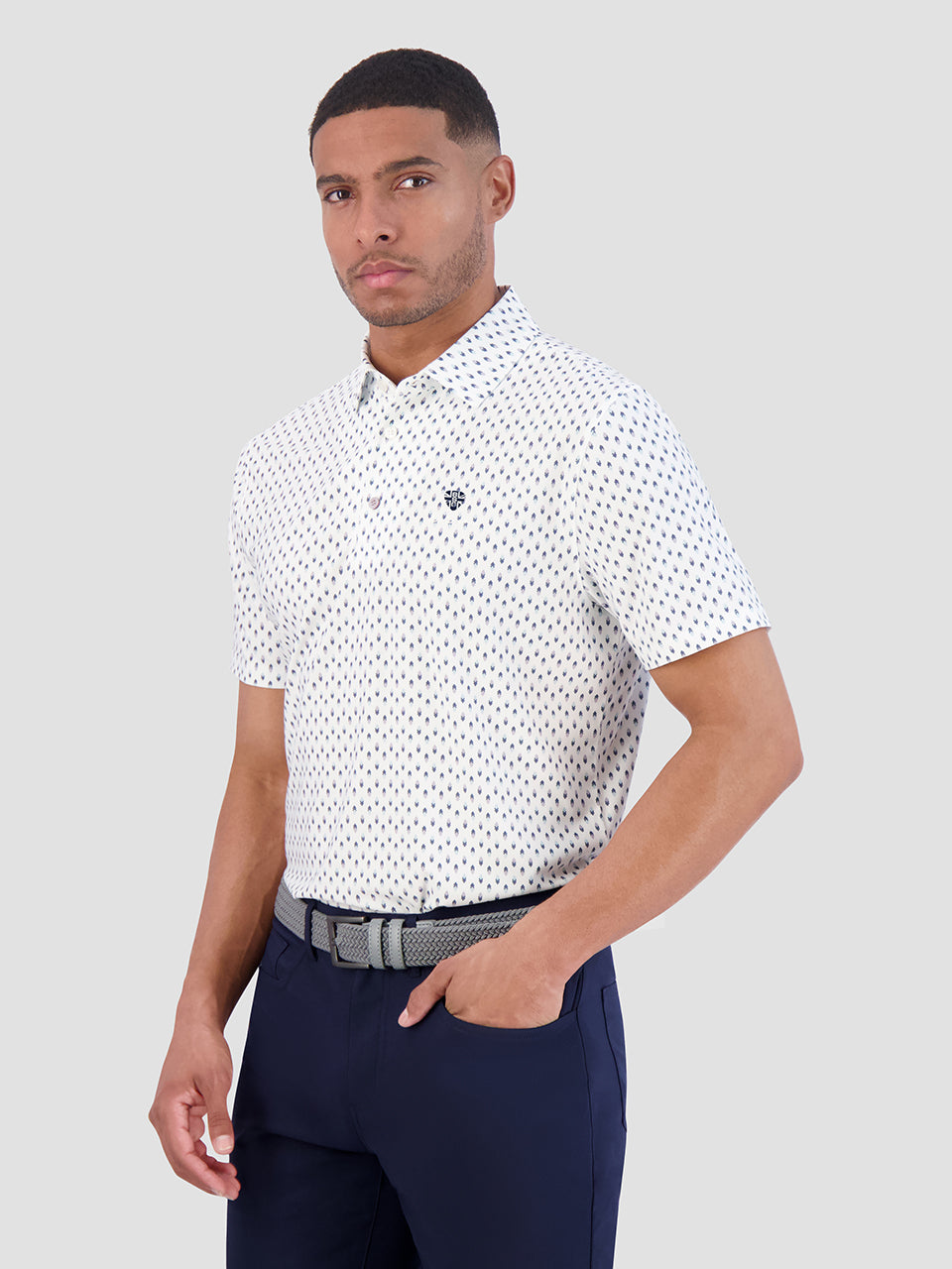 White Ben Sherman Chequerboard Geo Polo Shirts | 172309-VOD