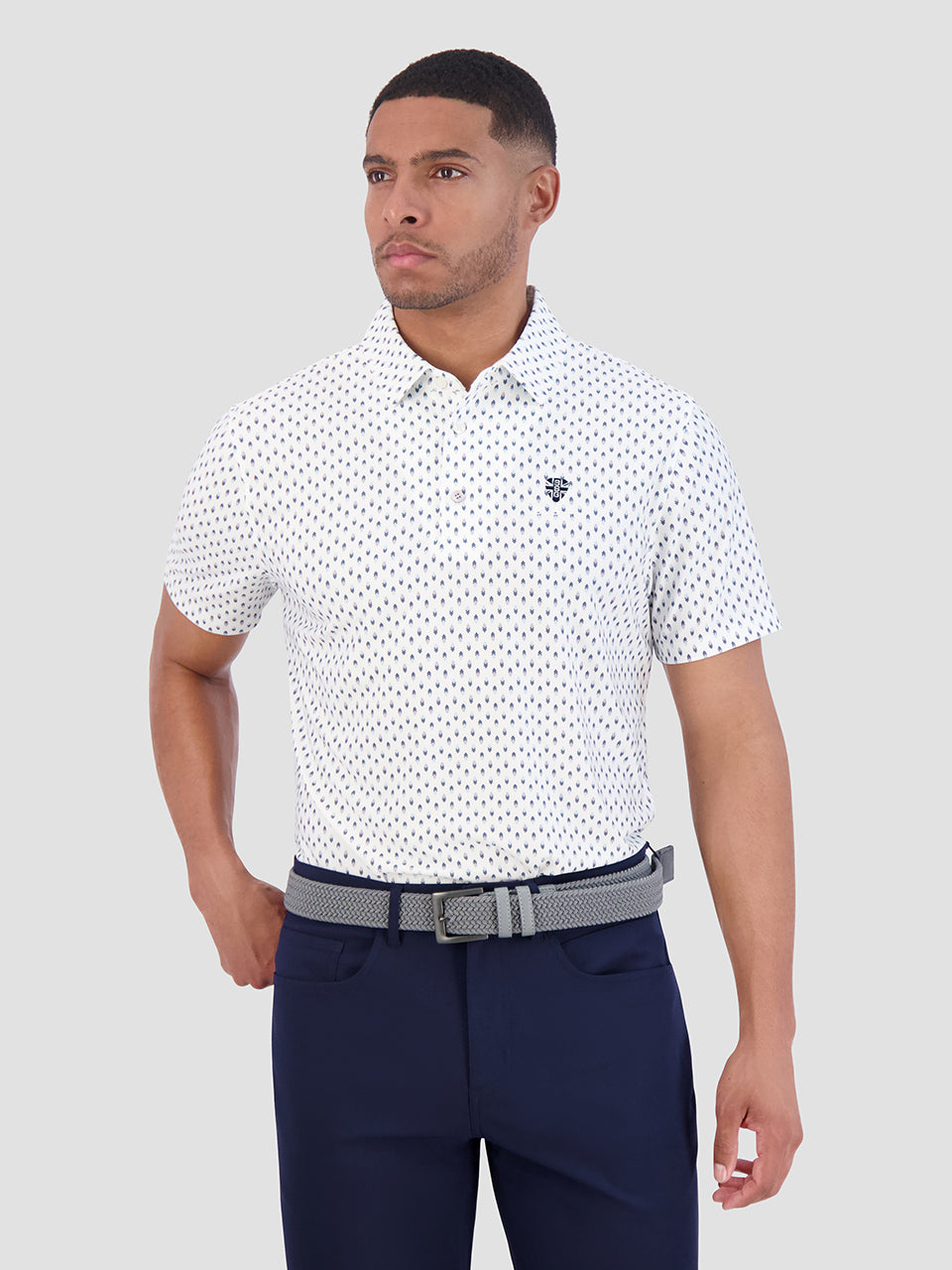 White Ben Sherman Chequerboard Geo Polo Shirts | 172309-VOD