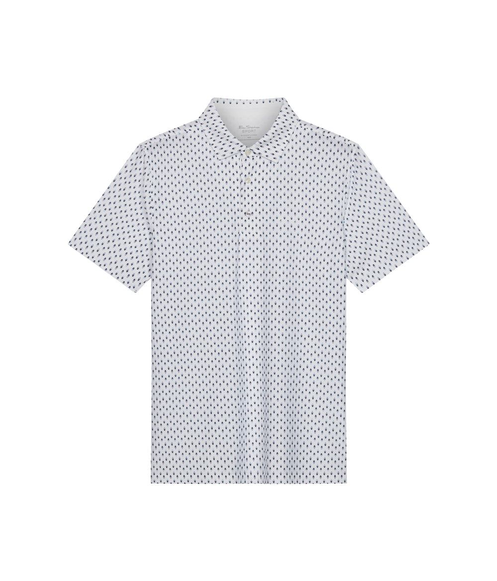 White Ben Sherman Chequerboard Geo Polo Shirts | 172309-VOD