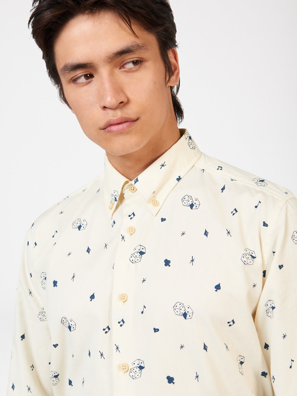 White Ben Sherman Conversational Icon Shirts | 756294-GKR