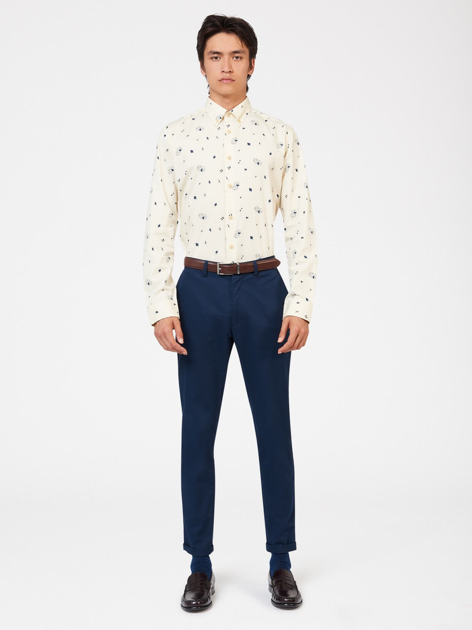 White Ben Sherman Conversational Icon Shirts | 756294-GKR