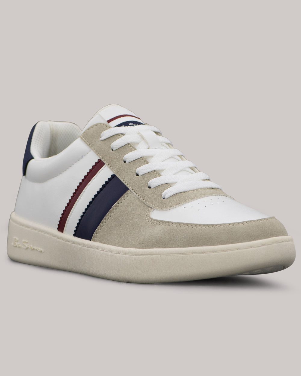 White Ben Sherman Hyde Navy Stripe Sneakers | 724085-ZXJ