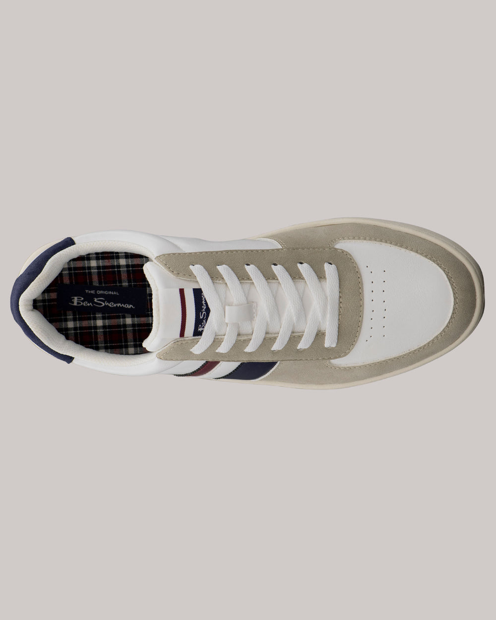 White Ben Sherman Hyde Navy Stripe Sneakers | 724085-ZXJ