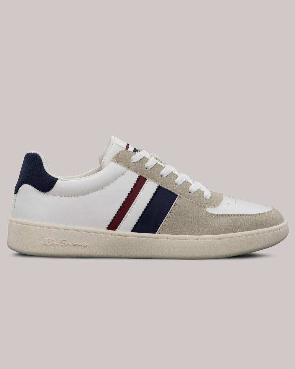 White Ben Sherman Hyde Navy Stripe Sneakers | 724085-ZXJ