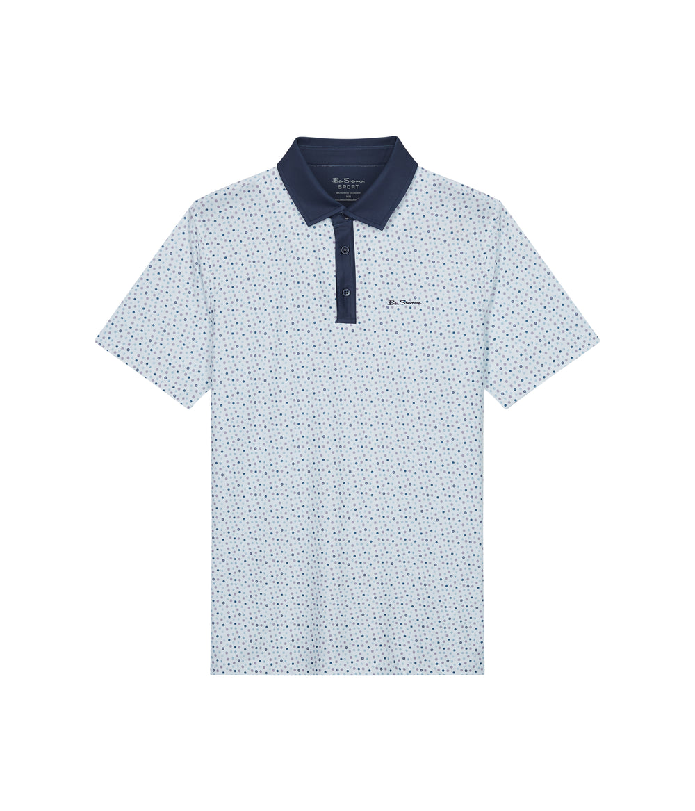 White Ben Sherman Polka Dots Tech Jersey Sports Fit Polo Shirts | 160795-VTD