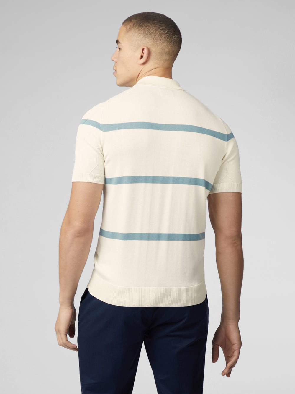 White Ben Sherman Signature Argyle Stripe Polo Knitwear | 315278-ESR