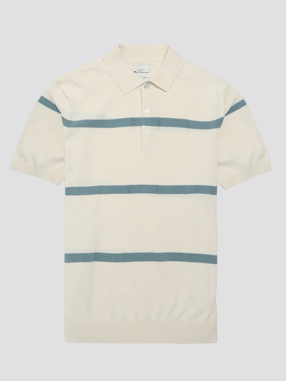 White Ben Sherman Signature Argyle Stripe Polo Knitwear | 315278-ESR