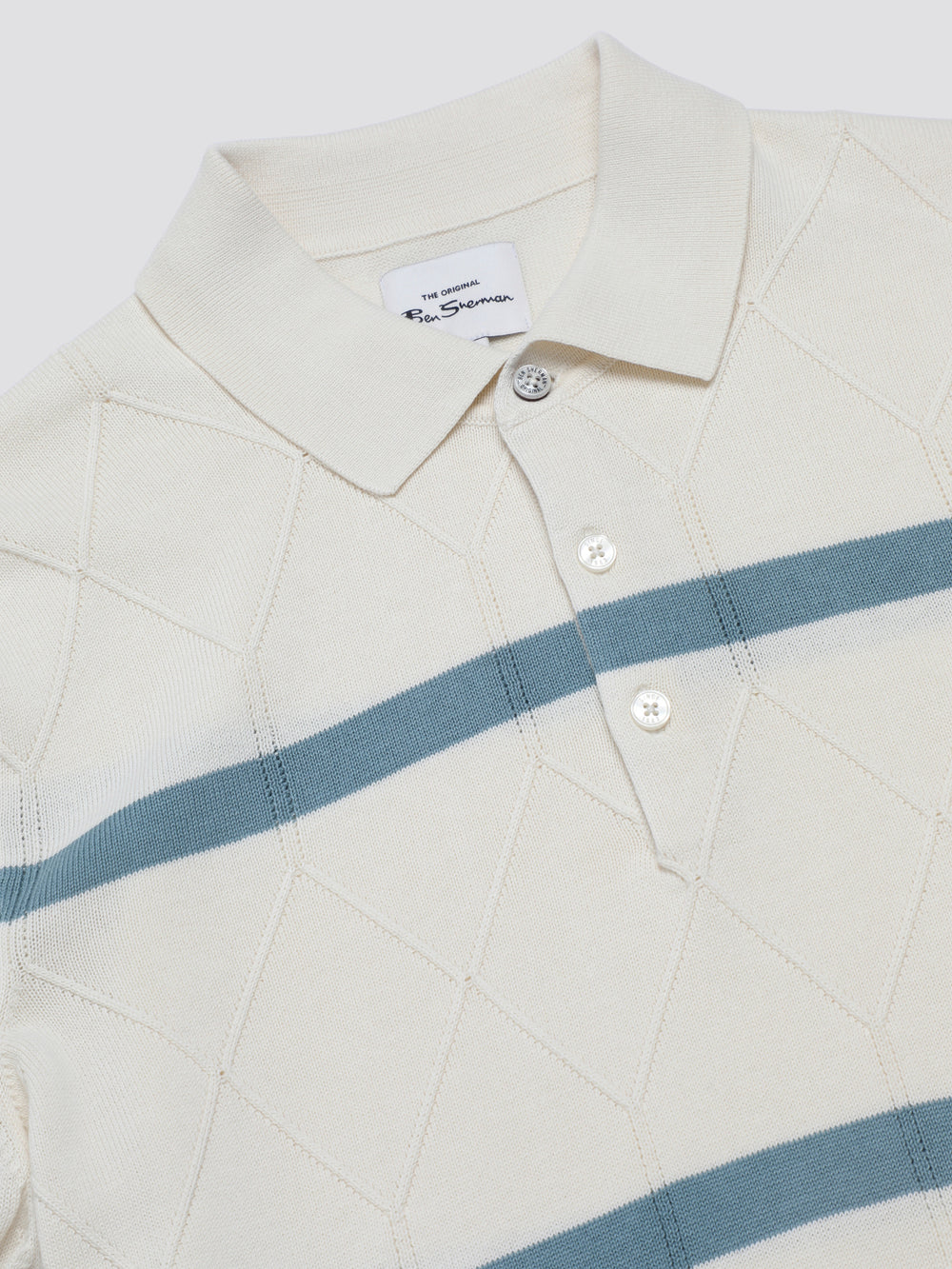 White Ben Sherman Signature Argyle Stripe Polo Knitwear | 315278-ESR