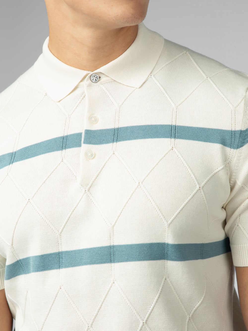 White Ben Sherman Signature Argyle Stripe Polo Knitwear | 315278-ESR