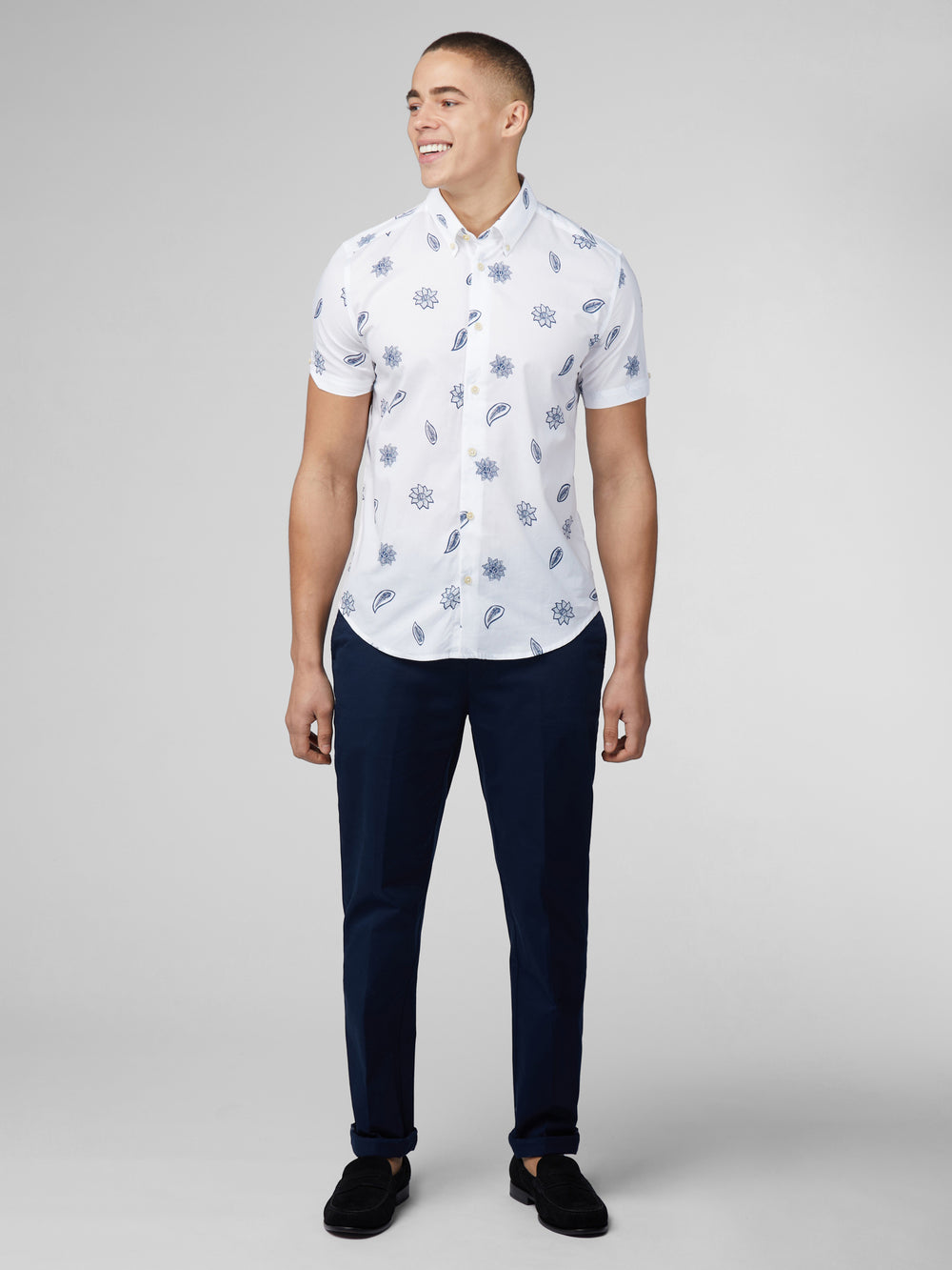 White Ben Sherman Signature Floral Shirts | 305687-LQS