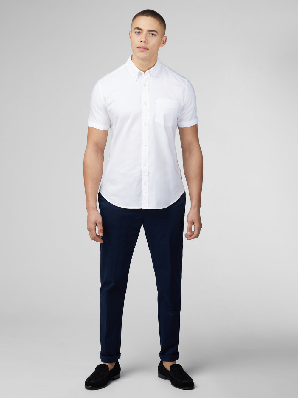 White Ben Sherman Signature Short Sleeve Oxford Shirts | 413689-GYM