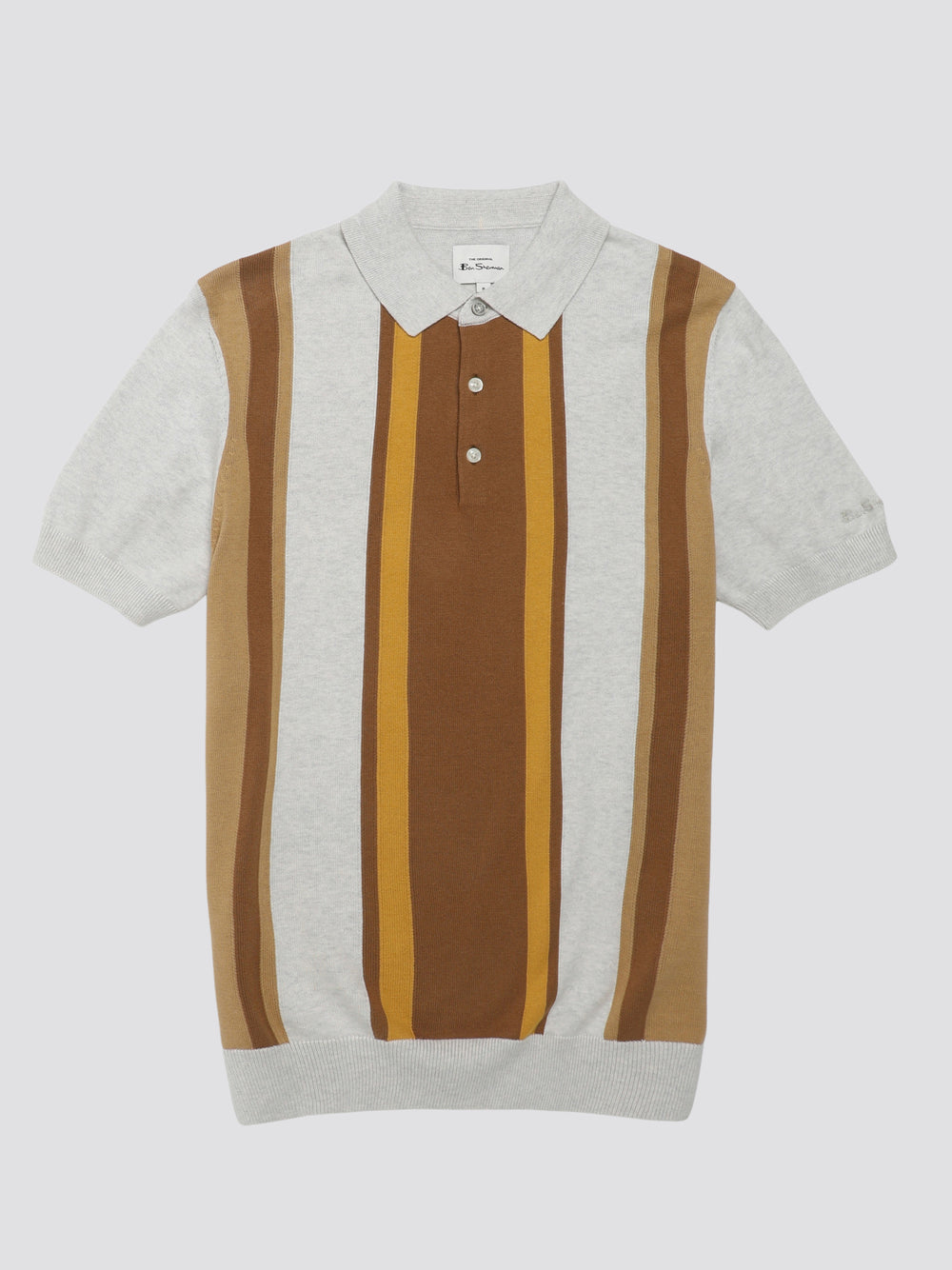 White Ben Sherman Signature Vertical Stripe Polo Knitwear | 476130-KWS