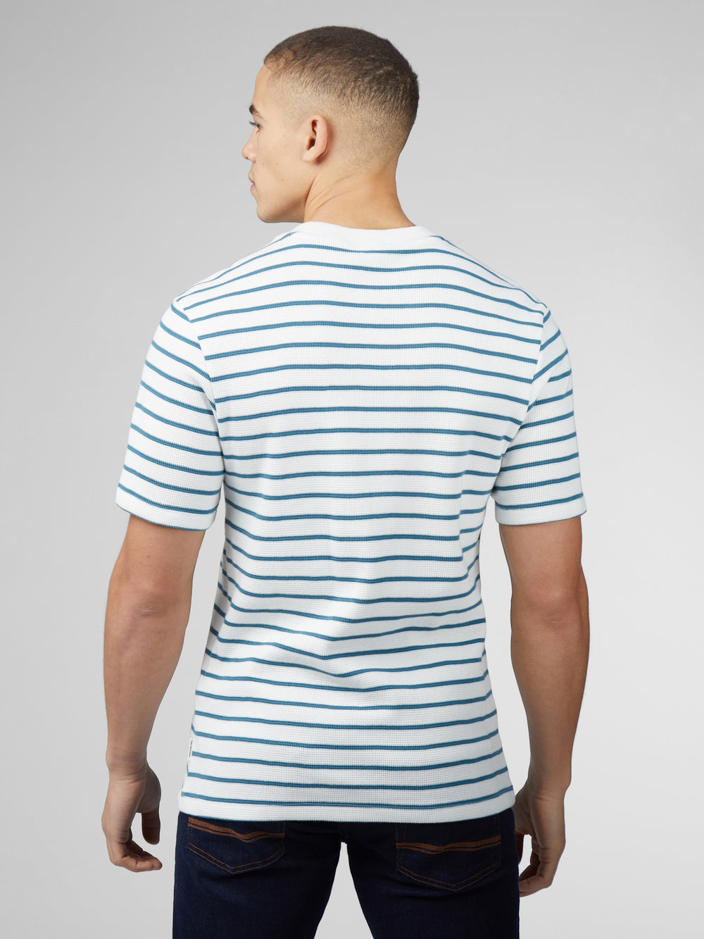 White Ben Sherman Signature Waffle Stripe T-Shirt | 890615-CQP