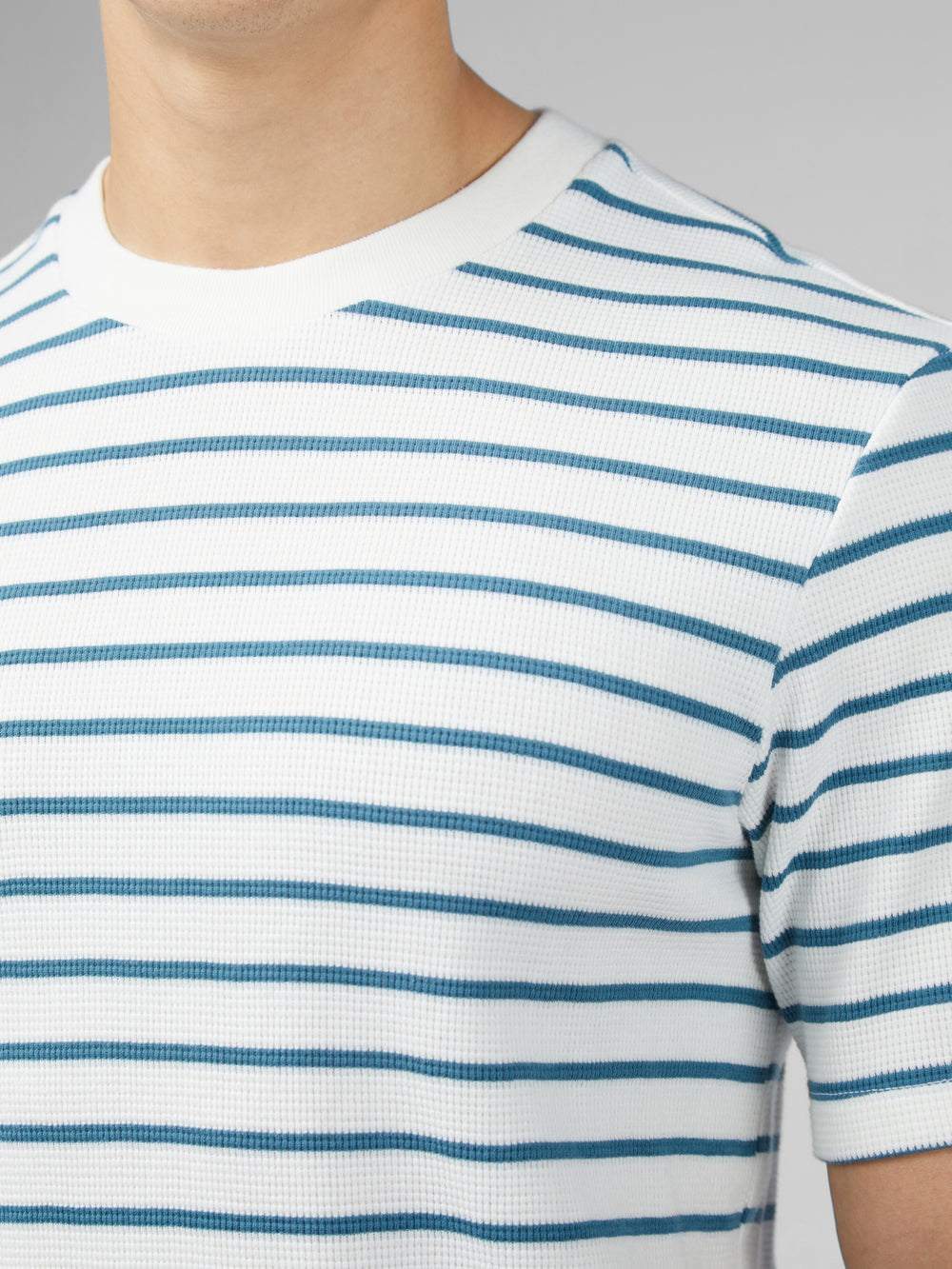 White Ben Sherman Signature Waffle Stripe T-Shirt | 890615-CQP