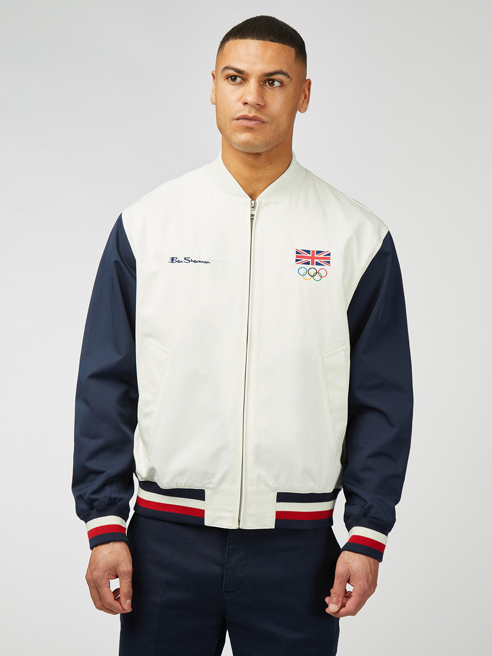 White Ben Sherman Team GB Commercial Bomber Jackets | 604893-WRQ