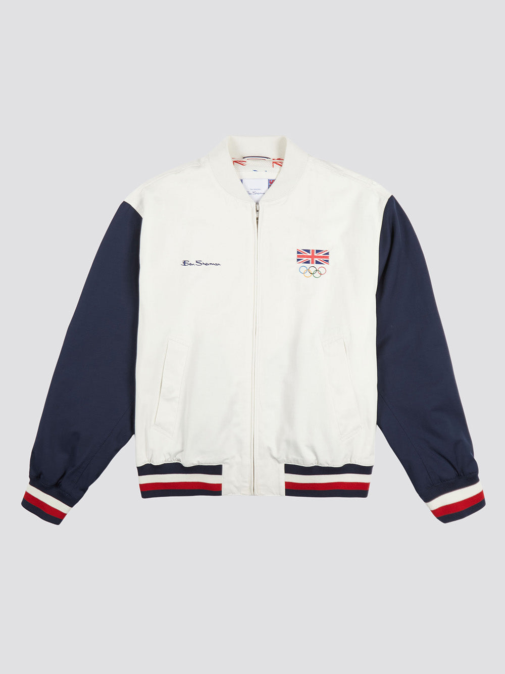 White Ben Sherman Team GB Commercial Bomber Jackets | 604893-WRQ