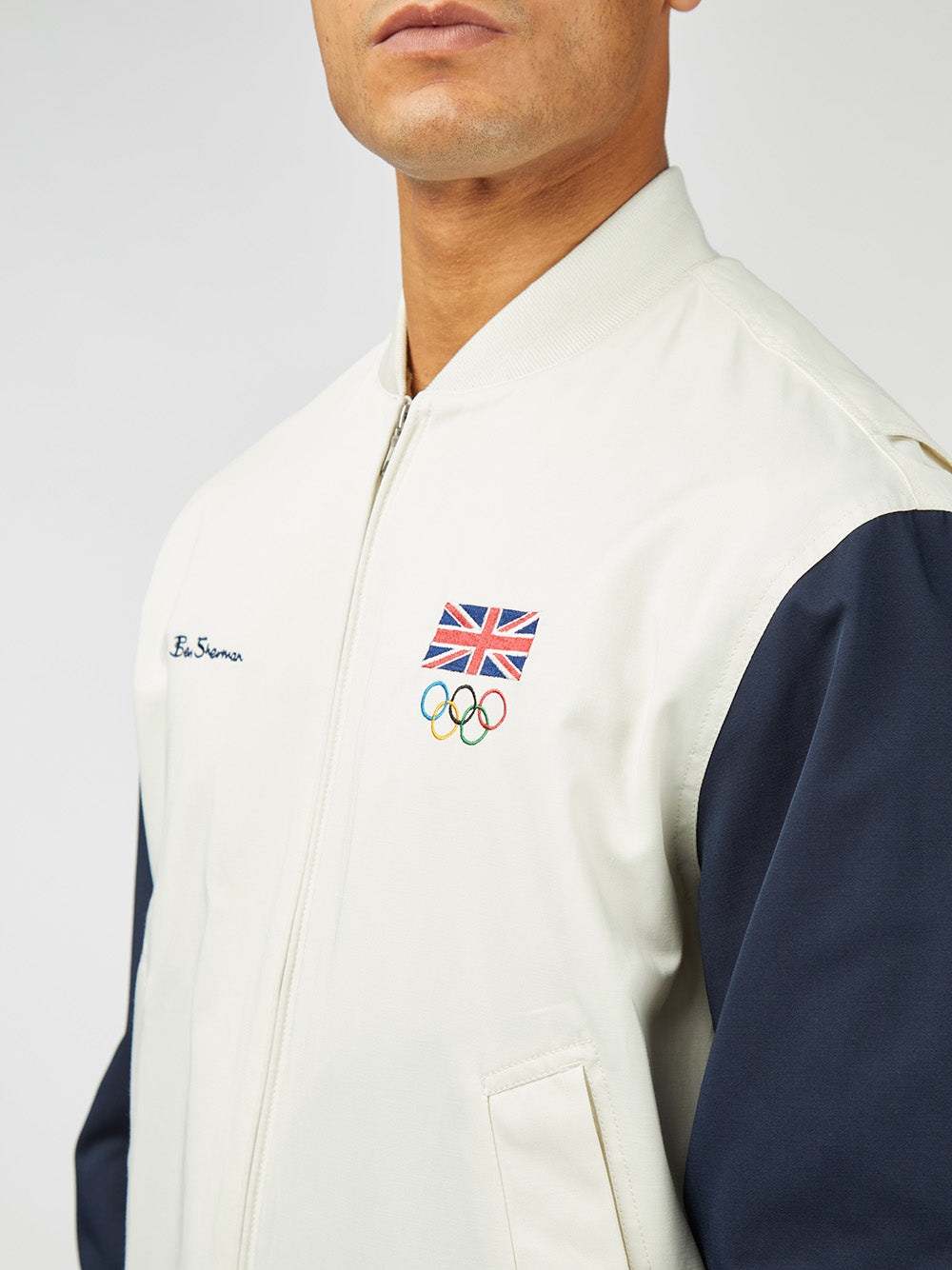 White Ben Sherman Team GB Commercial Bomber Jackets | 604893-WRQ