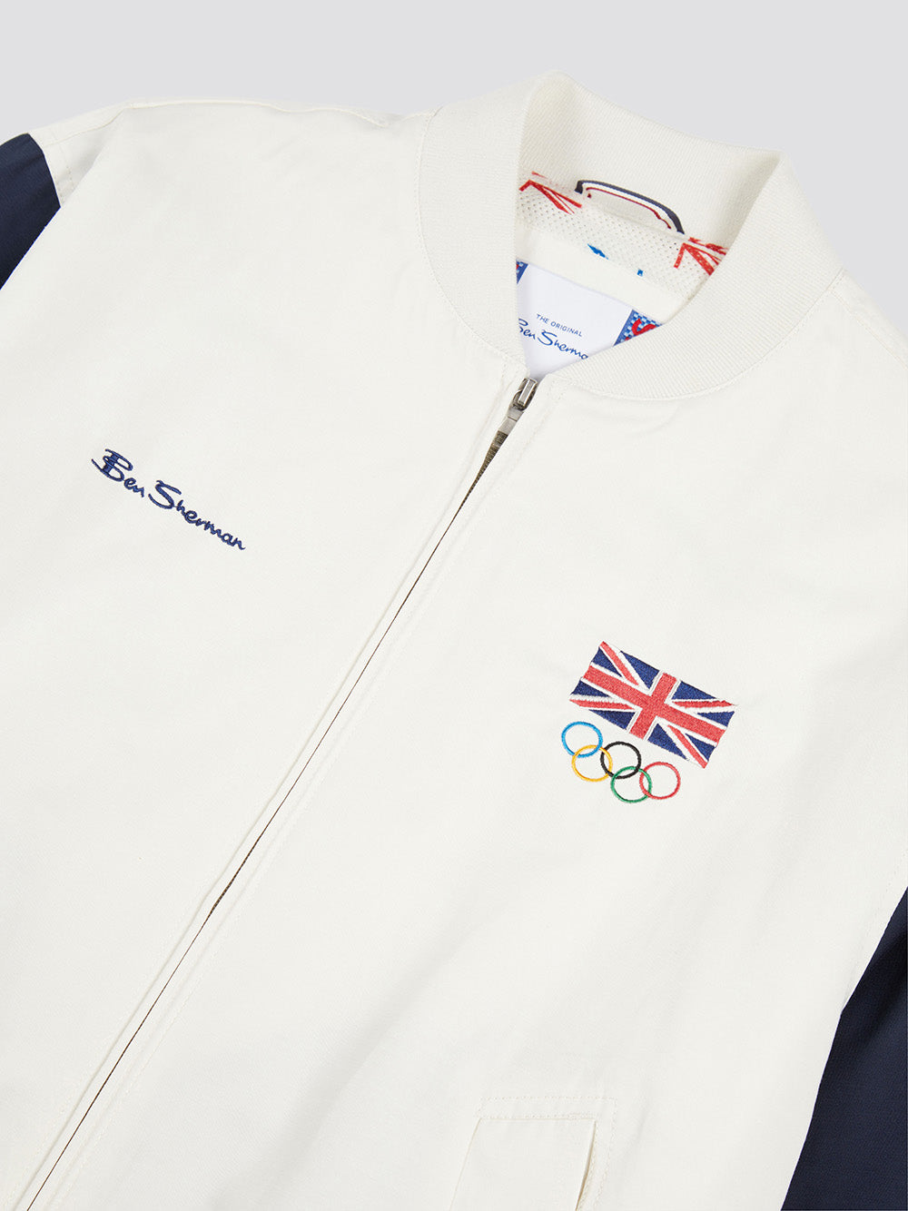 White Ben Sherman Team GB Commercial Bomber Jackets | 604893-WRQ