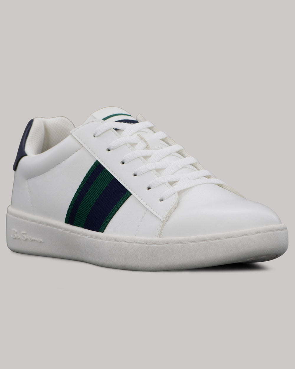 White / Navy / Green Ben Sherman Hampton Stripe Sneakers | 621309-CJK