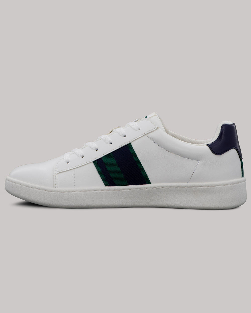 White / Navy / Green Ben Sherman Hampton Stripe Sneakers | 621309-CJK