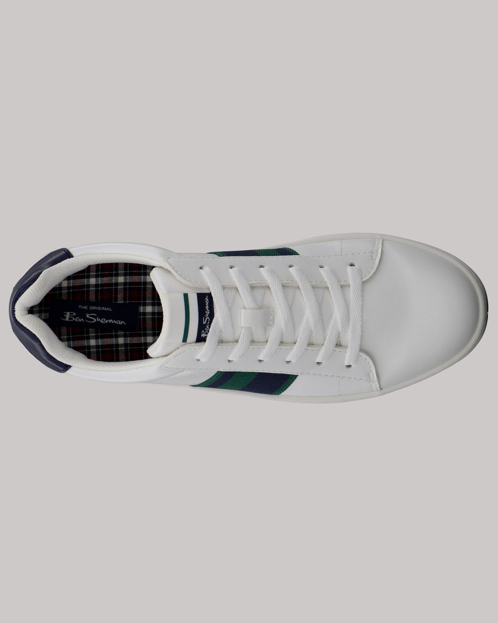 White / Navy / Green Ben Sherman Hampton Stripe Sneakers | 621309-CJK