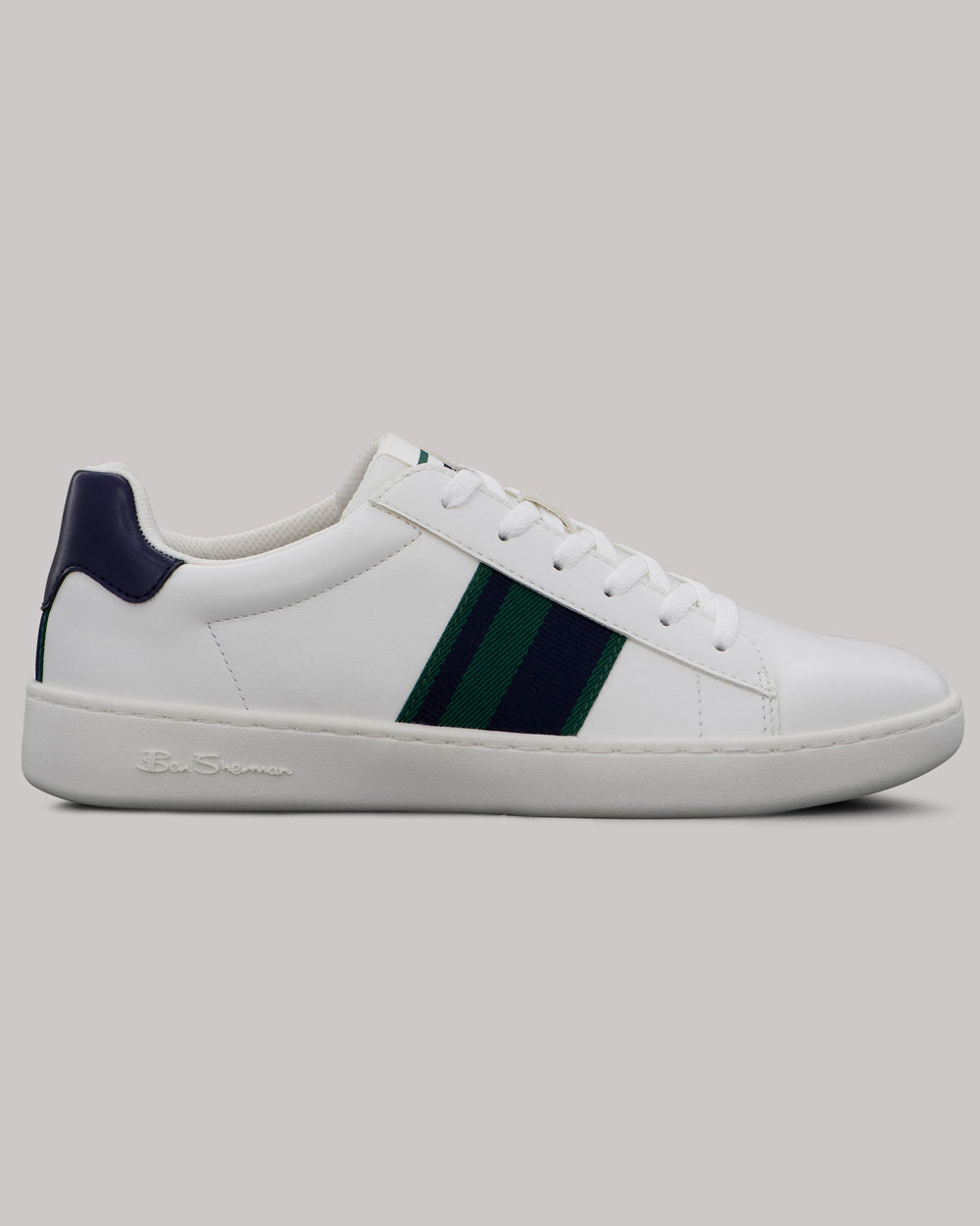 White / Navy / Green Ben Sherman Hampton Stripe Sneakers | 621309-CJK