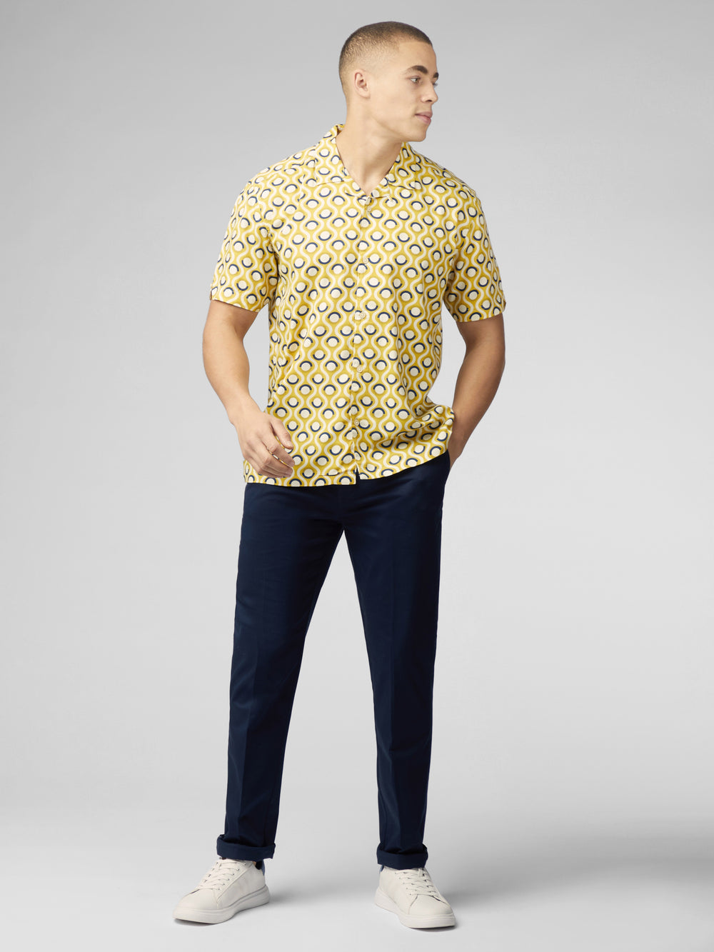 Yellow Ben Sherman Signature Retro Geo Shirts | 462098-OAH