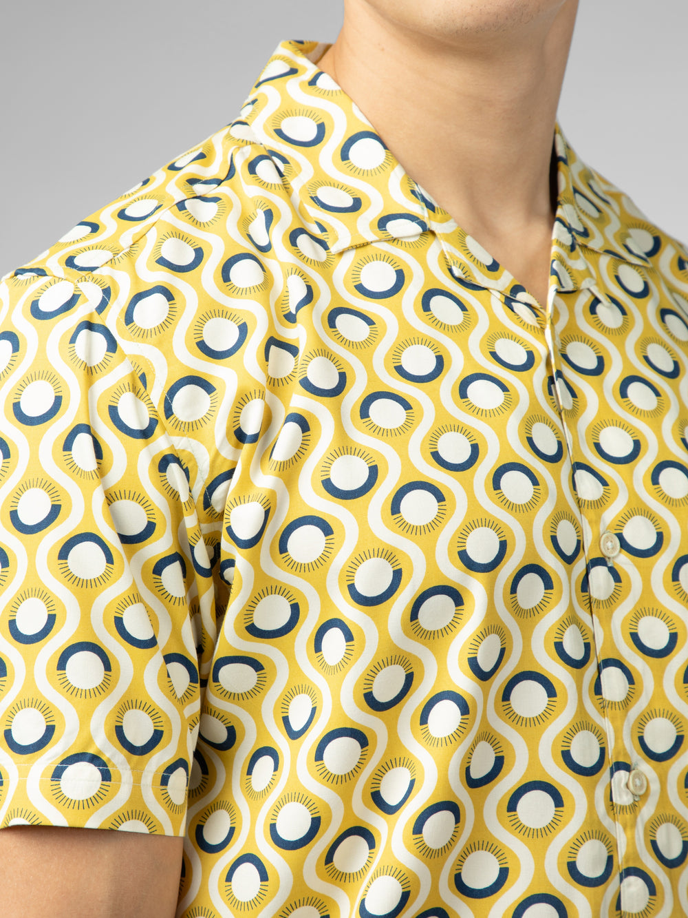 Yellow Ben Sherman Signature Retro Geo Shirts | 462098-OAH